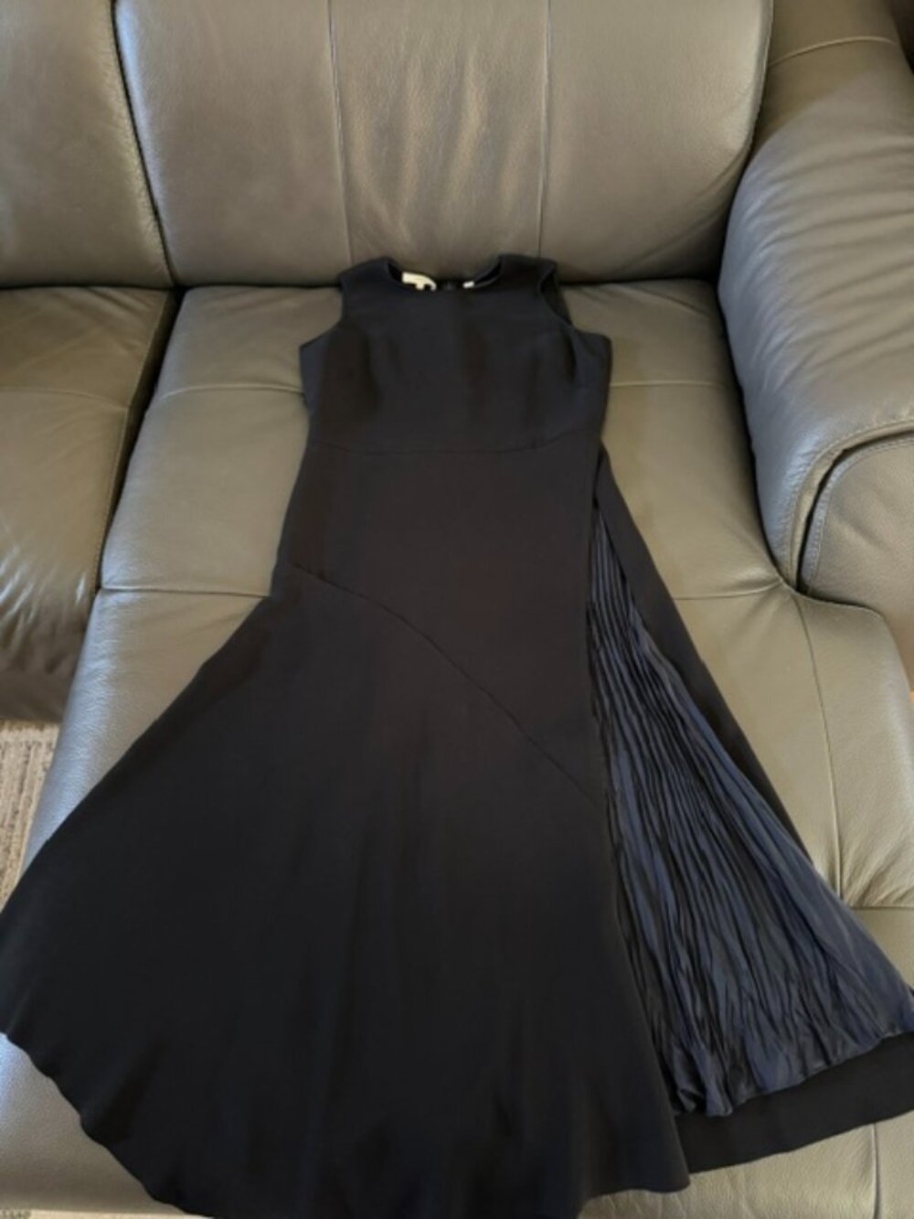 Vince Mixed-Media Pleated Dress Color Black Size 4